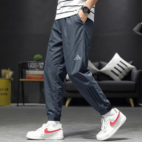 阿迪达斯梭织裤子男春季新款速干运动裤休闲薄款骑行透气冰丝长裤