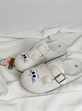 复古薄底包头拖鞋女春夏外穿2026新款配裙子半拖勃肯鞋远波22119