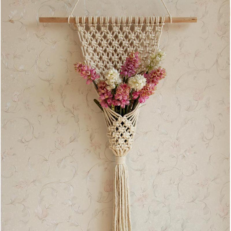 手工编织干花篮diy材料包挂毯波西米亚macrame北欧墙上装饰品壁饰