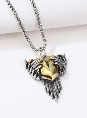 天使翅膀爱心羽毛形项链毛衣链