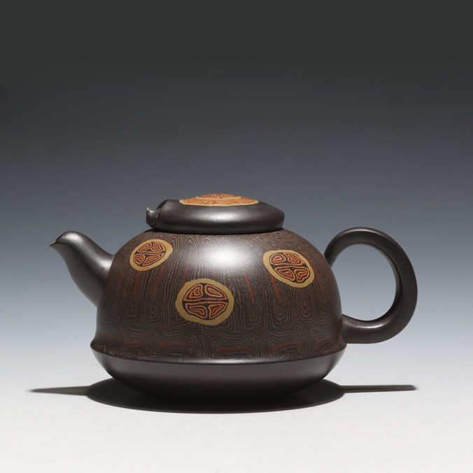 宜兴紫砂茶壶工艺师王红娟纯手工制原矿黑泥龟寿延年壶茶具喝茶壶