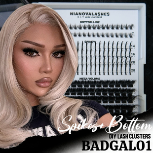 【BADGAL】欧美浓密混血卷翘款Volume上下睫毛5D单簇自嫁接假睫毛