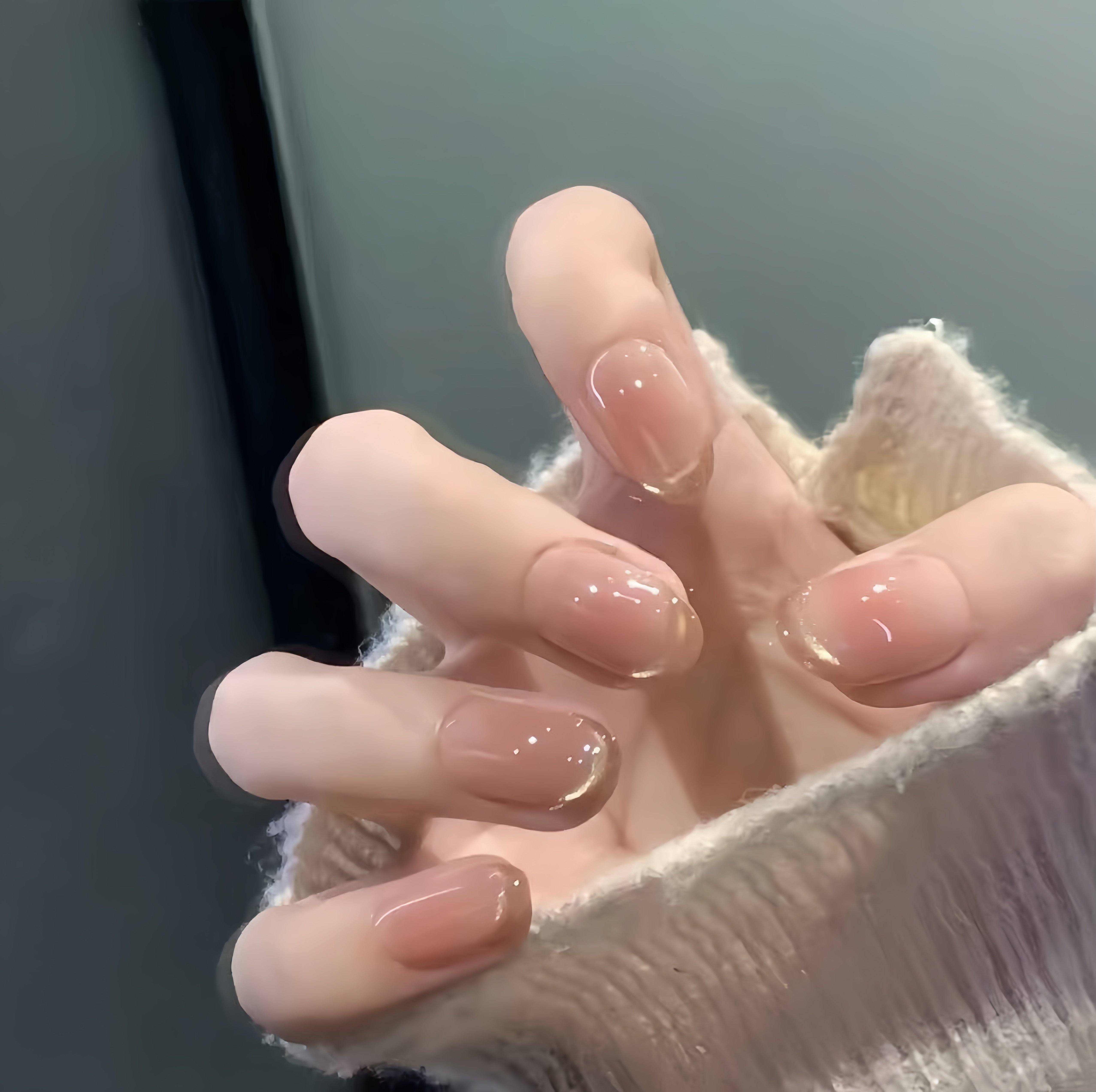 手工穿戴甲猫眼法式短款纯欲美甲