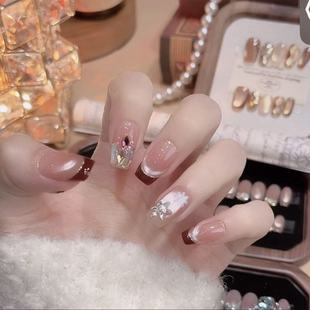 四季 手工定制美甲拆卸穿戴甲显白法式 流行高定设计师 圣诞派对