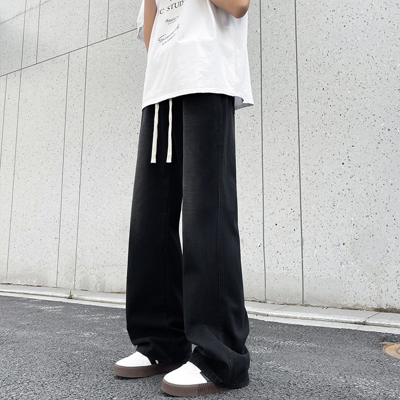 180瘦高个子男裤直筒美式复古加长牛仔裤男115CM宽松阔腿拖地长裤