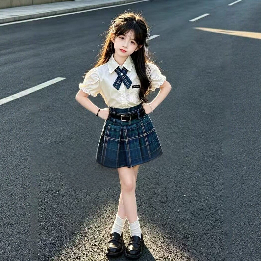 女童JK学院风夏季新款套装图片