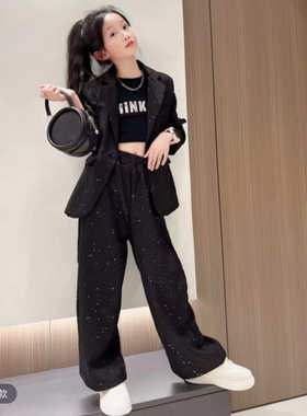 女童春秋西服套装儿童潮范美式