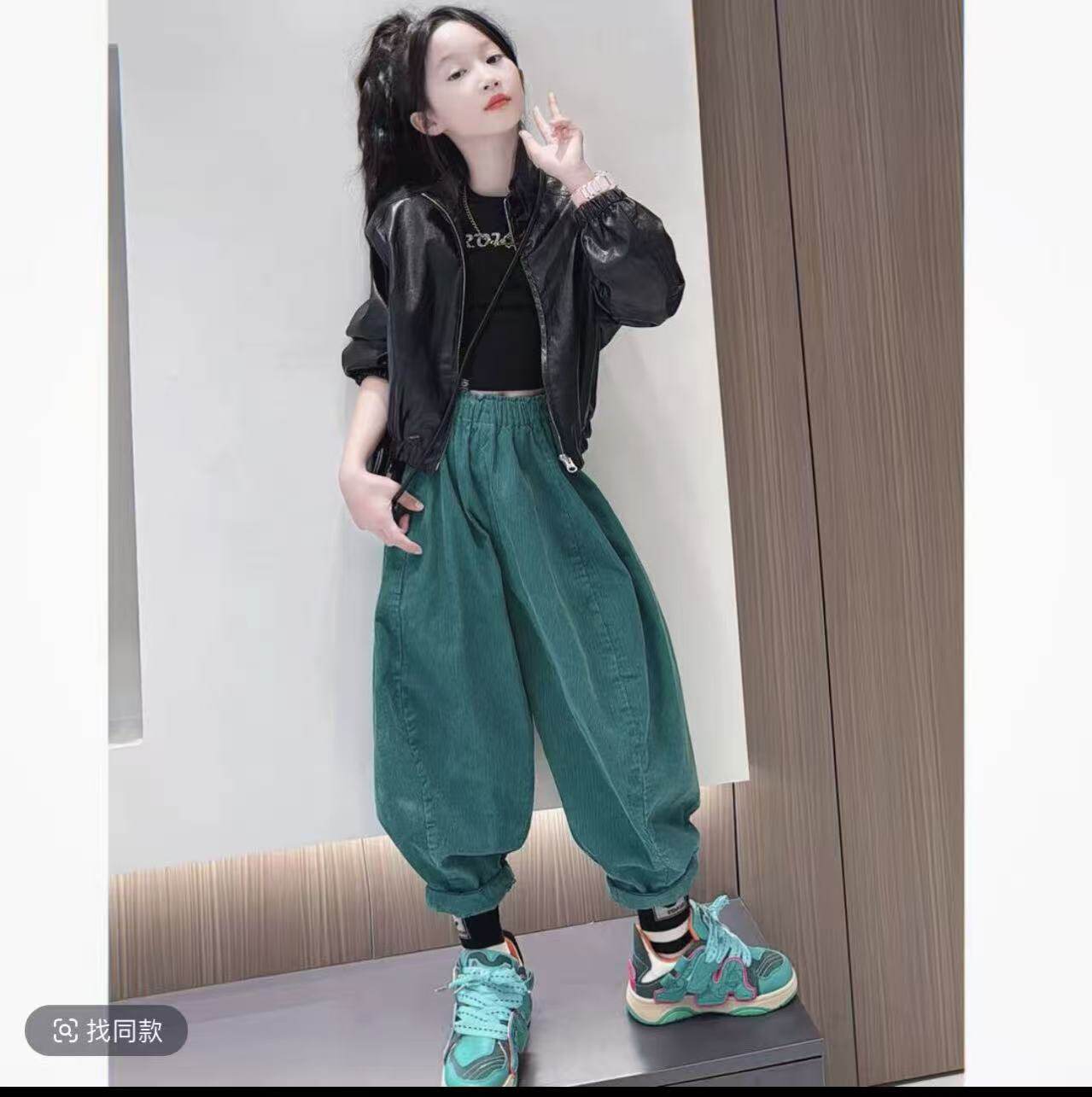 女童春秋款2025新款洋气时髦皮衣外套中大童女孩韩版宽松休闲夹克