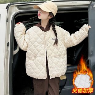 女童棉服冬季加厚保暖韩版高级感棉衣长袖中大童儿童夹棉外套冬装