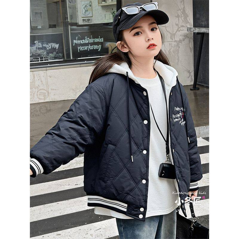 女童棒球服外套秋冬季2025新款洋气儿童装夹棉加厚中大童冬装上衣
