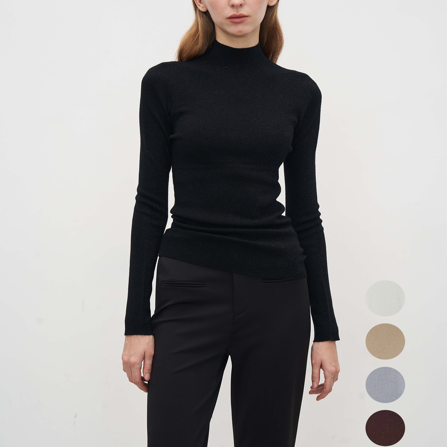 扬子120S美利奴羊毛+XINAO金银丝~无缝一体18针半高领打底针织衫