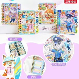 疯狂动物城隔页线圈本100k烫金分类手账本子学生横线笔记本子礼物