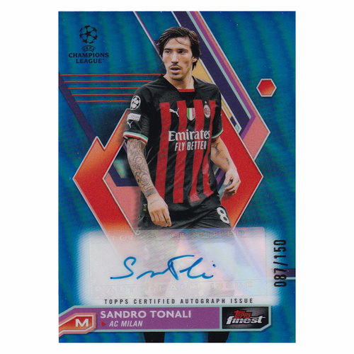 球星卡 托纳利 签字 150编 蓝折 2022-23 Topps finest 纽卡 米兰
