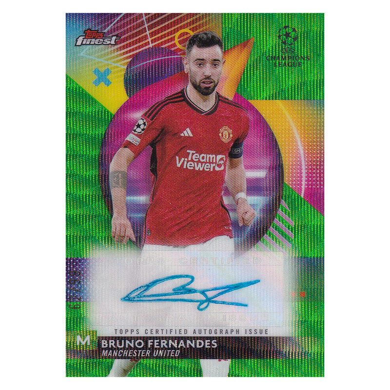 球星卡 布鲁诺 B费 签字 99编 绿波纹折 2024 topps finest 曼联