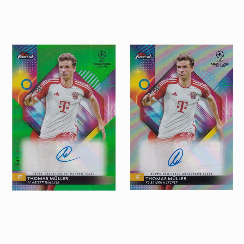 球星卡 穆勒 签字 99编 绿折 2023-24 Topps finest 欧冠 拜仁