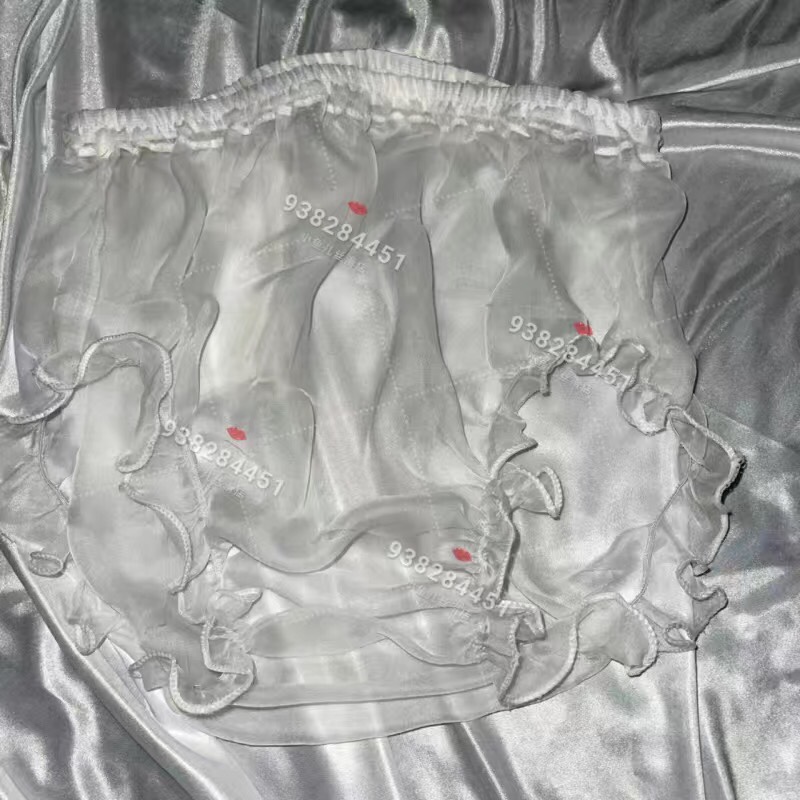 25新男女纱巾丝滑一片式透明内裤透视性感舒服木耳边透气宽松爆款
