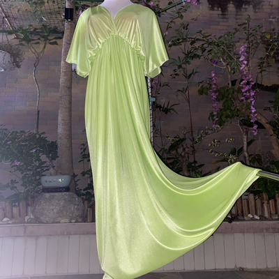 男女新可穿性感深V领大露背丝滑弹力睡裙绸缎收腰气质显瘦连衣裙