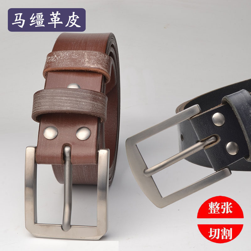 针扣皮带男裤带纯钛扣马缰皮腰带