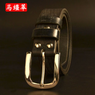 英国TWS马缰革皮带男士 带青年商务休闲针扣腰带3.8cm 头层牛皮裤
