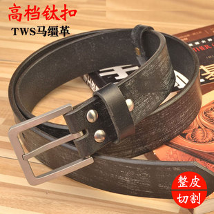 男款纯钛马缰革皮带浸蜡钛金属针扣裤带商务休闲头层牛皮腰带3.4