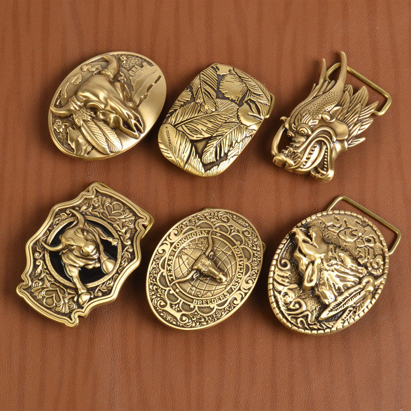 非纯铜休闲板扣男皮带扣头黄铜平滑扣板扣精品手工裤腰带卡扣配件