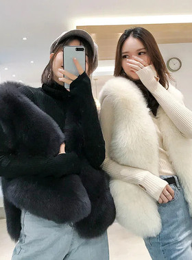 皮草马甲女短款2022秋冬毛毛背心新款韩版修身显瘦仿狐狸毛马甲