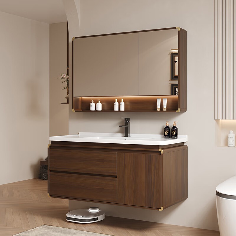 乌金木新中式橡木烤漆浴室柜组合