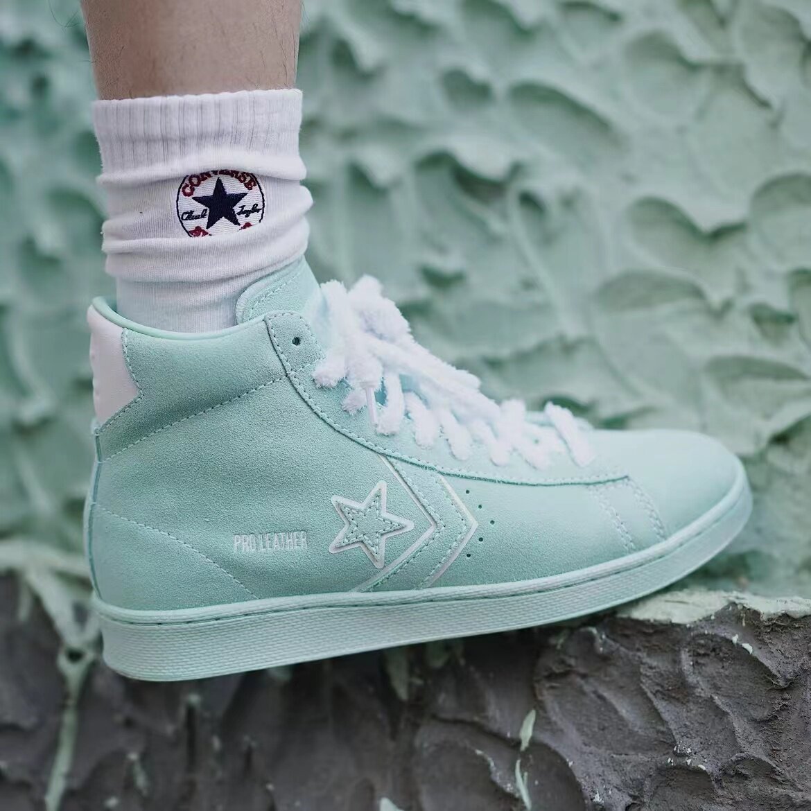 Converse Pro Leather "Hometown"湖水绿匡威翻毛皮高帮鞋171228C