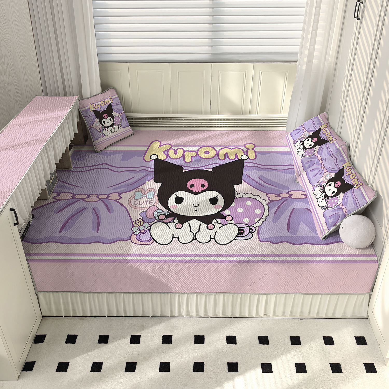 榻榻米专用床盖炕垫四季通用定制床笠防滑床单2025新款库洛米紫色