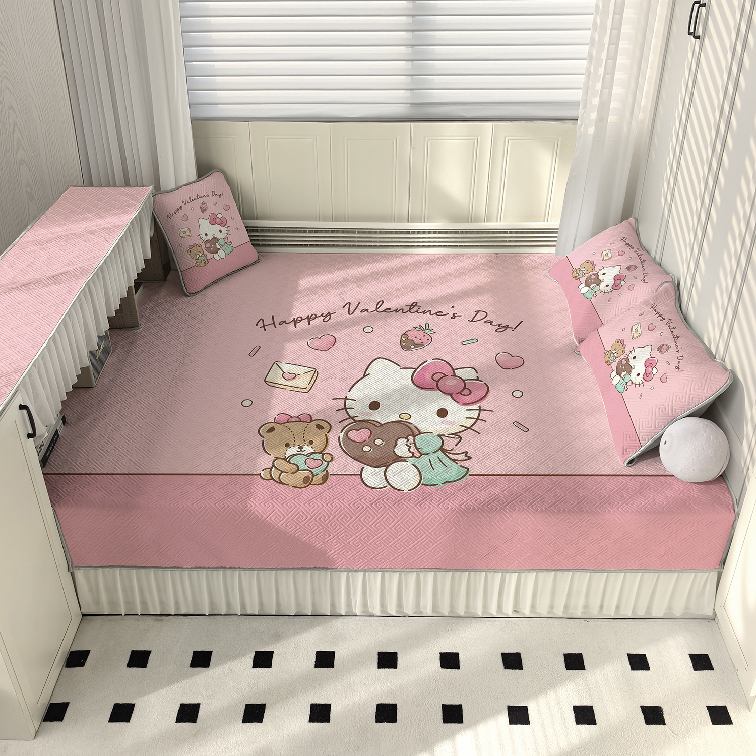 榻榻米专用床盖炕垫四季通用定制床笠防滑床单2025新款凯蒂猫粉女