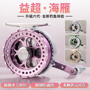 益超海筏轮海雁V6 PLUS全金属冰钓轮一键复位船桥筏钓轮套装