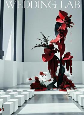 巨型红色EVA巨型花艺打卡美陈装置婚礼艺术装饰橱窗陈列商业美陈