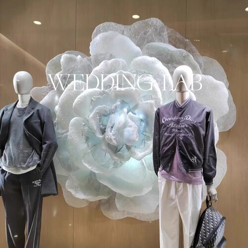 网纱绢花婚礼艺术装饰橱窗陈列商业美陈场景布置艺术装置