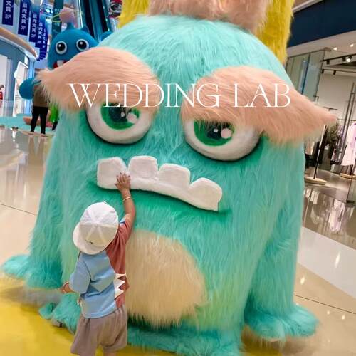 巨型粉色卡通毛绒公仔婚庆绢花