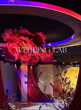 巨型红色花美陈装置摆饰装饰婚礼艺术装饰橱窗陈列商业美陈