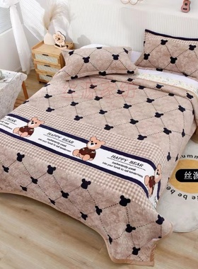 秋冬a类牛奶绒双人床盖防跑防滑加厚绗缝三层防静电误差（+-5）