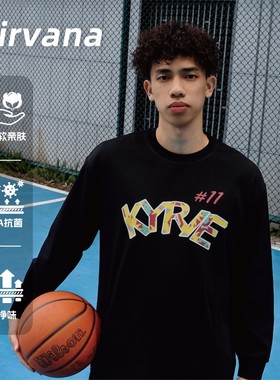 Nirvana秋冬美式休闲运动长袖男女同款T恤篮球7A抗菌净味长袖图腾