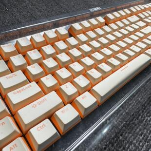 机械键盘pbt键帽黄字橙色布丁双色键帽68 75 84 100 108大回车iso