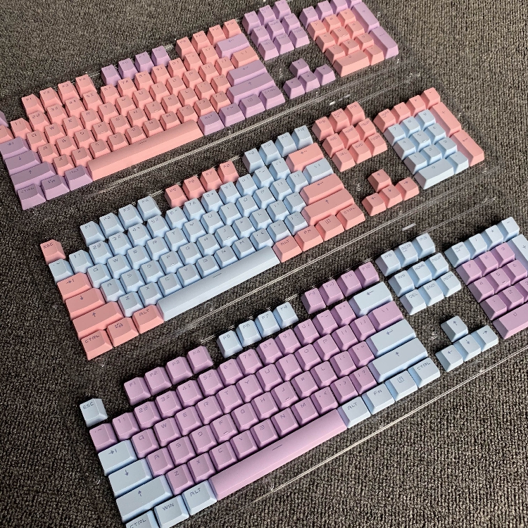 机械键盘蓝粉紫键帽pbt漂亮ikbc