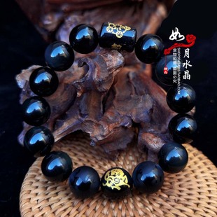2026年属马佩戴吉祥物五岳四神喜合吉贵宏黑曜石招财手链
