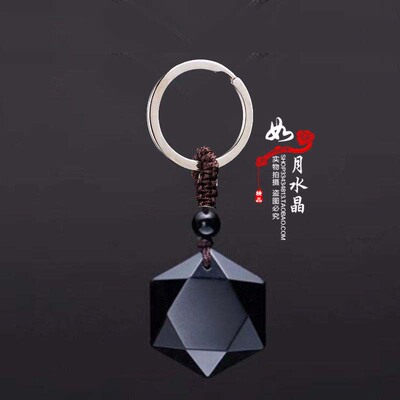 招财聚财黑曜石六芒星吊坠
