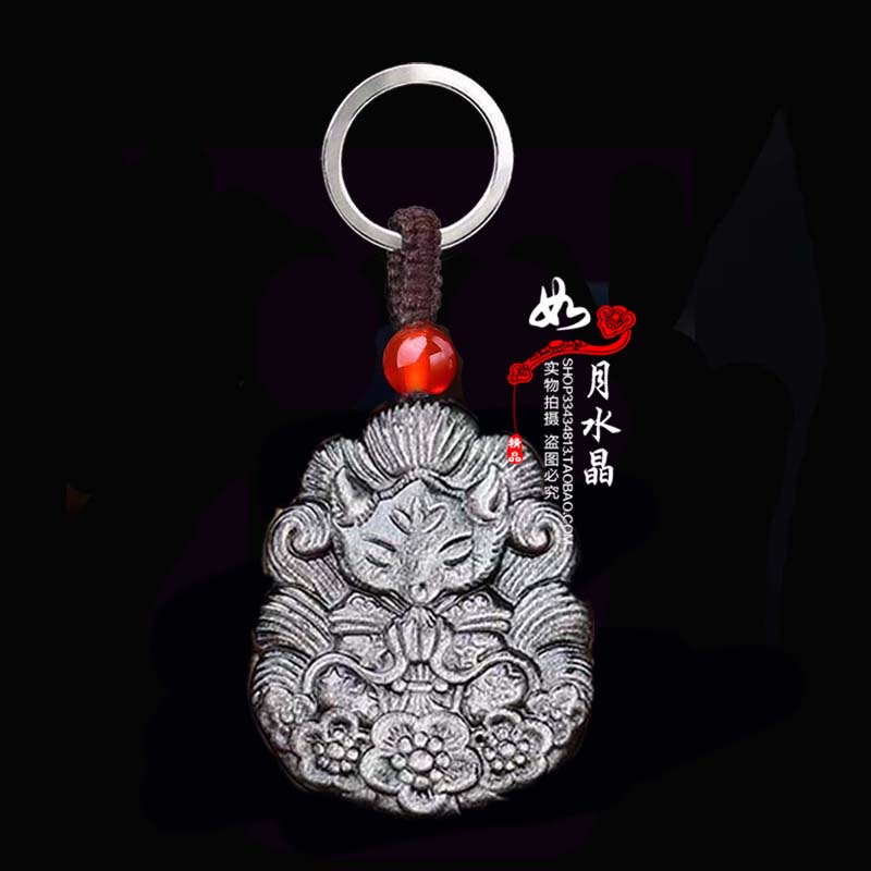 银曜石梅花九尾狐吊坠项链