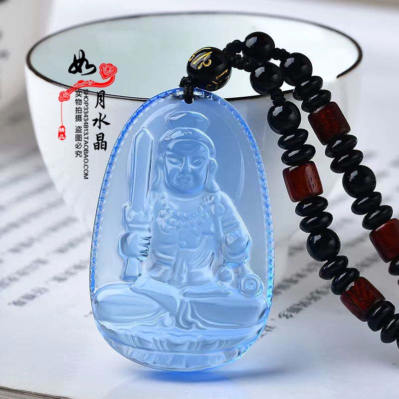 蓝水晶生肖鸡不动吊坠钥匙扣