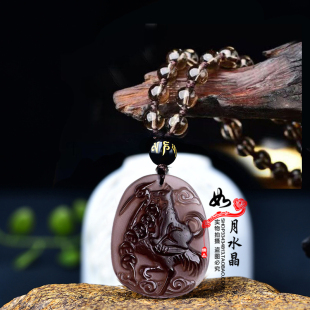 2026年生肖属马吉祥物黑曜石吊坠神犬乘鹤聚财招财钥匙扣