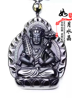 2026年天然黑曜石生肖属牛虎八大守护神虚空菩萨吊坠