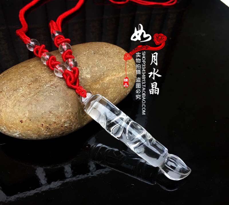 天然白水晶文昌笔吊坠