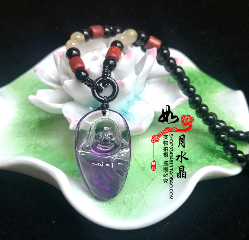 天然水晶女士紫水晶吊坠招财