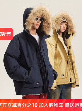 InstGuys冬季美式复古加厚保暖棉衣重工毛领派克服连帽宽松外套