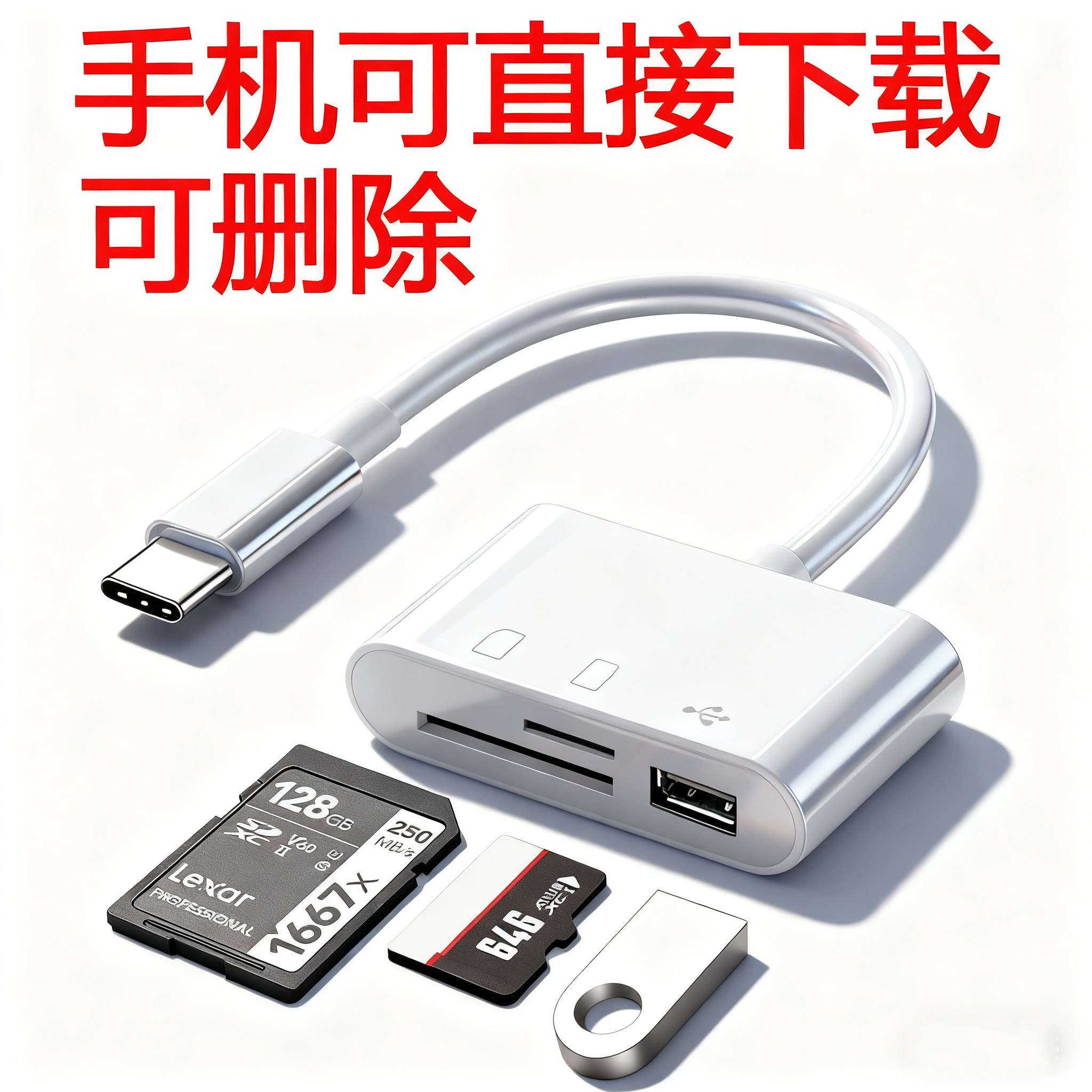 三合一读卡器typec转USB/SD/TF高速传输连接手机内存卡U盘转换器图片