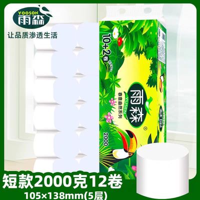 雨森12卷春意盎然卫生纸无芯短粗卷5层实惠装